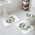 thumbnail image 3 of Letter K Bathroom Rugs Set Alphabet Green Eucalyptus Leaves Plant Simple Non Slip Absorbent Soft Bath Mats 3 Piece Set with Bathroom Rug, U-Shaped Floor Mat, Toilet Seat Cover Large Size, 3 of 9
