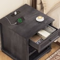 thumbnail image 5 of PLAMLE End Table for Living Room with Drawers Storage Retro Sofa Side Table with Charging Station Wooden Nightstand End Table, 5 of 8
