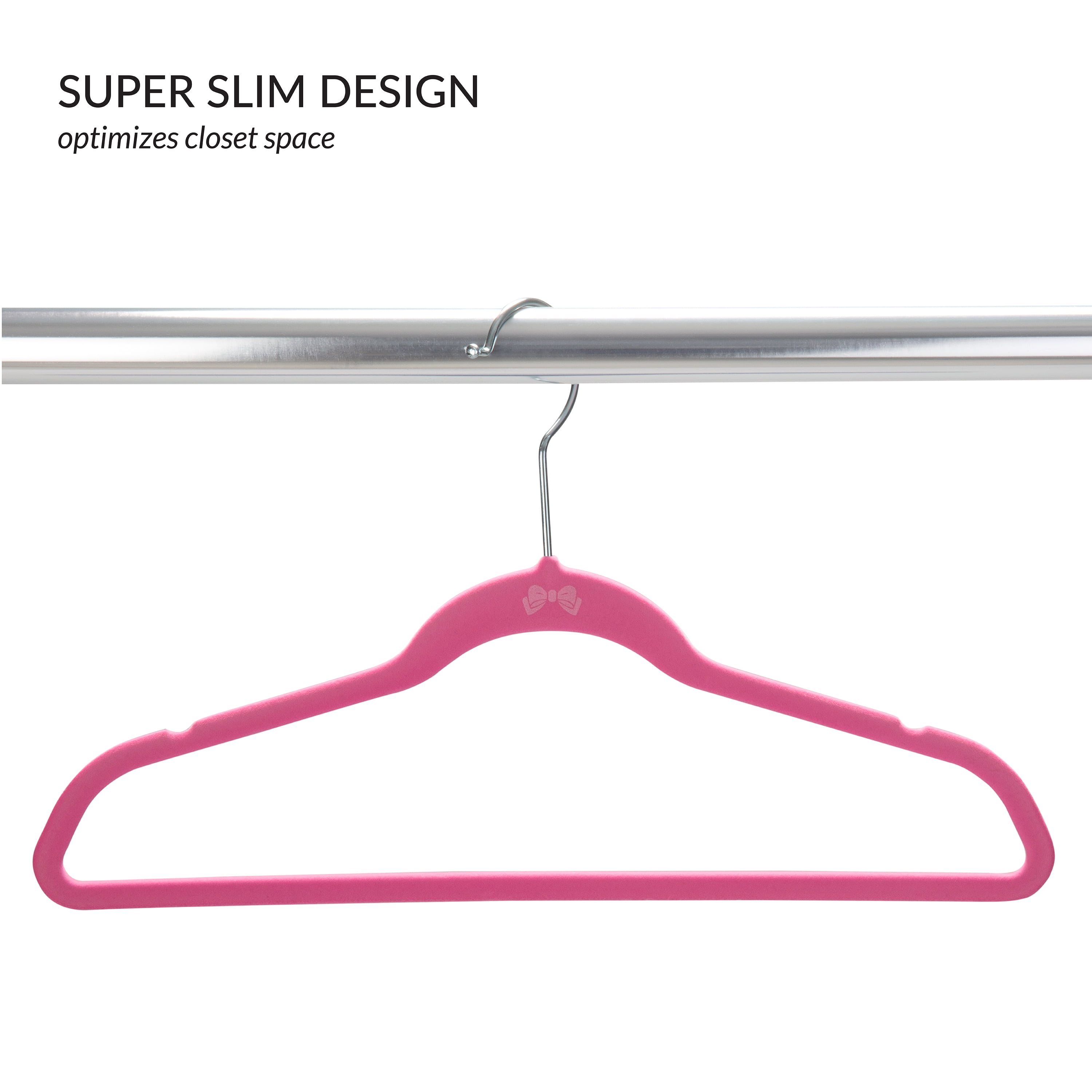 Simplify Kids 50 Pack Velvet Hangers in Pink