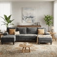 thumbnail image 3 of Gacale 112" U-Shaped Chenille Sectional Sofa with Double Chaise Loungers - Sectional Couches Modular Design for Living Rooms and Apartments - Dark Grey, 3 of 7