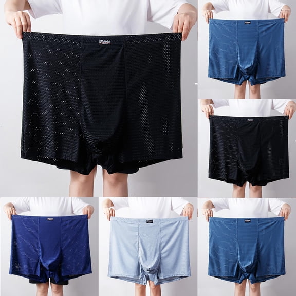 Xunlbb Men's Underwear Men's Mesh Ice Silk Underwear Men's Large Size Flat Angle Underwear Nylon Large Breathable Holiday Gifts for Men