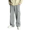 thumbnail image 4 of Xdegoge Boy's Cargo Sweatpants Wide Leg Relaxed Streetwear Joggers with Side Pockets Baggy Teen Pants, 4 of 8