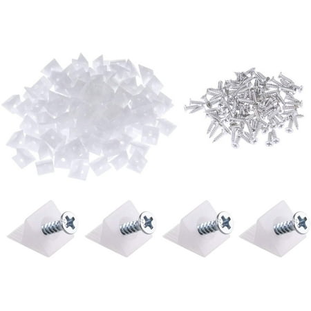

100 Packs Furniture Chest Drawer Bottom Repair Fixing Mending Wedges Drawer Plastic Angle Code Bracket Fastener with Screws White