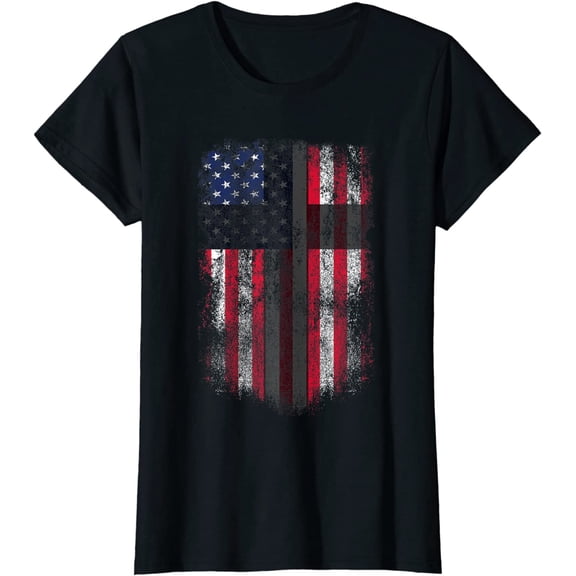 American Flag Cross for Patriotic USA Christians God Faith T-Shirt