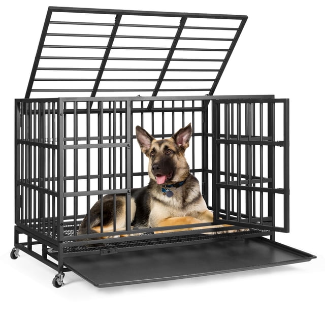 Jaula para perros VOWNER, resistente e indestructible, 48 pulgadas, para perros grandes