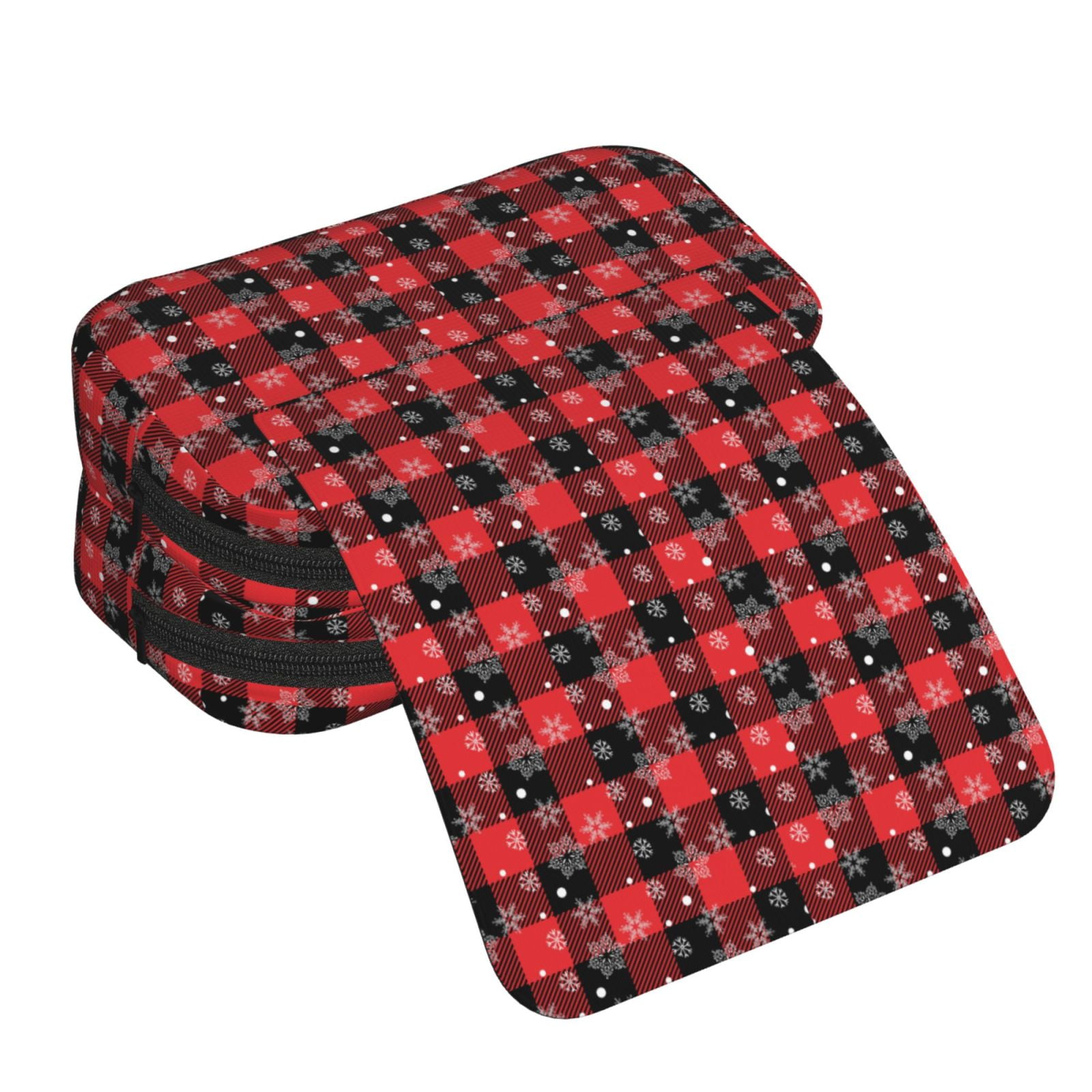 Rateoe Christmas With Snowflakes Pattern Double Clamshell Pen Case, Storage Organizer with Two Zipper Compartments– Holds Up to 50 Pencils & Pens