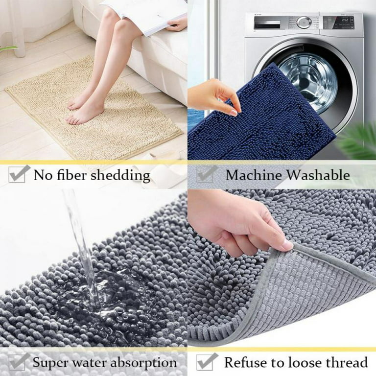 Ultra Soft Texture Chenille Plush Bath Rugs Floor Mats, Hand