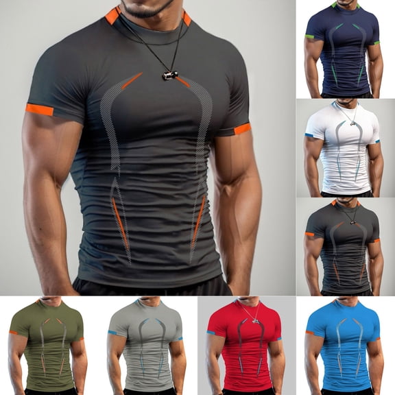 Men's Compression Shirt Short Sleeve Athletic Compression Tops Cool Dry Undershirts Baselayer Gym Workout T Shirt