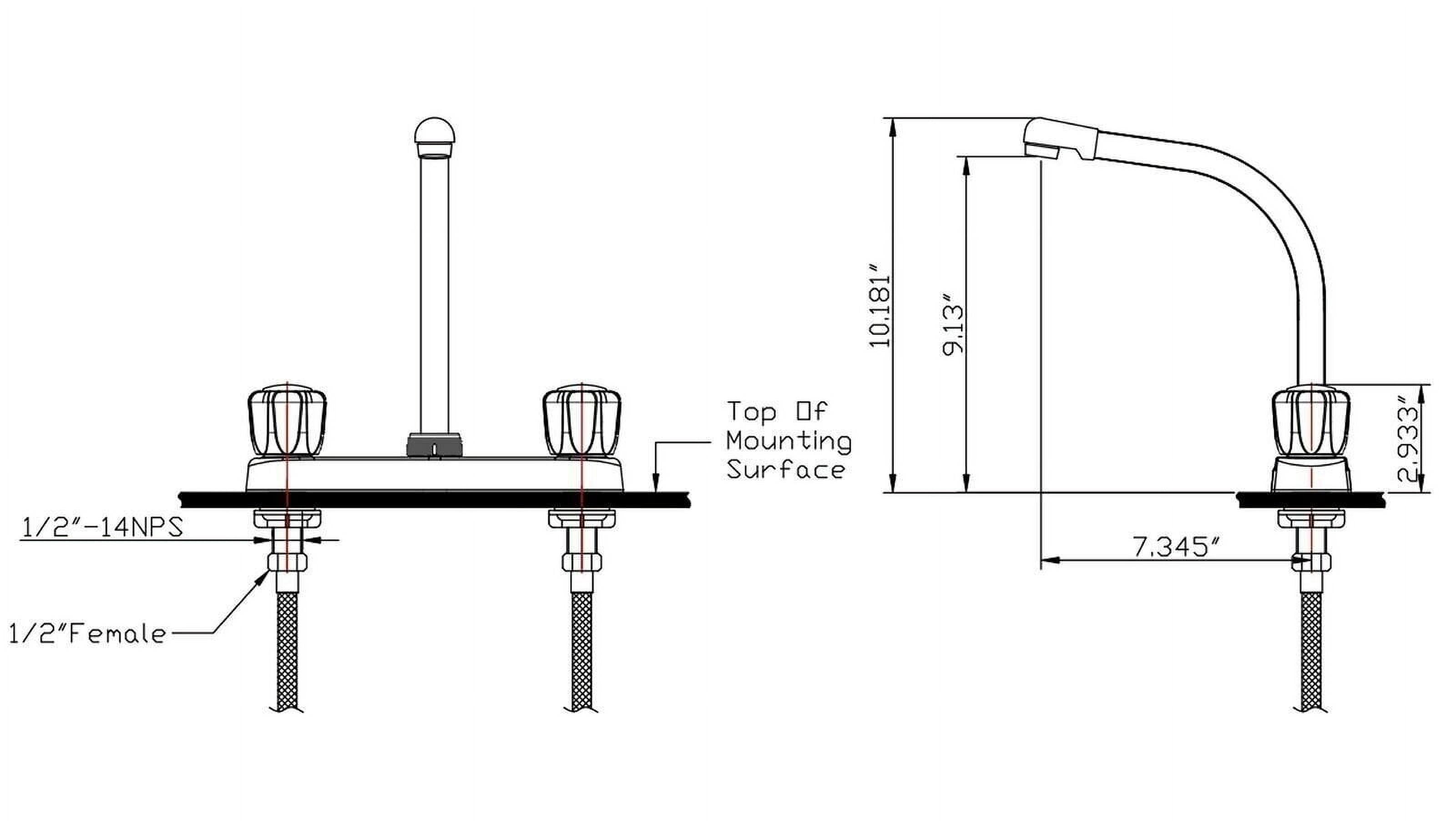 Dura Faucet DF-PK210S-WT Hi-Rise RV Kitchen Sink Faucet with Smoked Acrylic Knobs (White)