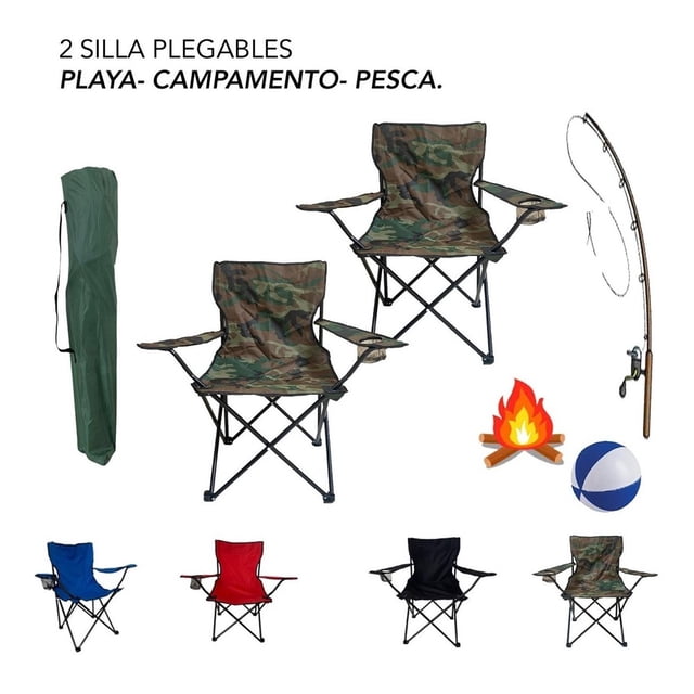 2 Sillas Plegables De Playa, Campamento Y Exteriores. verde