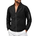 thumbnail image 2 of GrmtClth Outerwear for Men Full Zip Slim Bomber Wind Coat Functional Zipper Sleeve Pocket Spring Fall Transition Sport Jacket Black M, 2 of 5