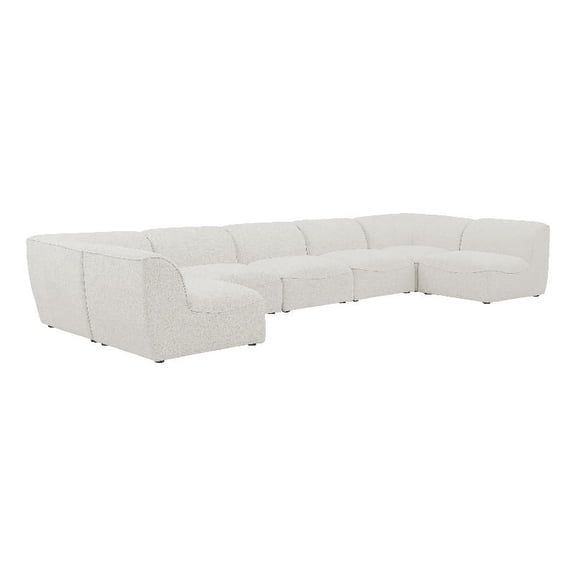 Meridian Furniture Miramar Cream Durable Linen Textured Modular Sectional