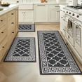 thumbnail image 5 of Findosom Kitchen Rugs Set 3 Piece, Non Slip Kitchen Floor Rugs with Rubber Backing,Machine Washable Geometric Absorbent Runner Rugs for Hallway Doormat,20"x32"+20"x32"+20"x48" Black, 5 of 8