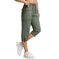 thumbnail image 2 of Women's Capri Pants with Pockets Lightweight Quick Dry Water Resistant Hiking Travel Summer Pants for Outdoor Green M, 2 of 6