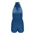 thumbnail image 6 of Women's Casual Solid Color Backless Elastic Waist Short Jumpsuit, 6 of 9