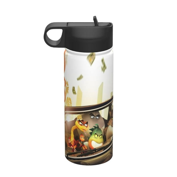 The Bad Guys Kids Insulated Water Bottle With Straw - 18 Oz Stainless Steel Double Wall Vacuum Cup, Leakproof, Bpa Free, Suitable For Boys And Girls