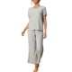 thumbnail image 1 of INSPIRAR CHIC Conjuntos de Pijamas para Mujeres Cuello Redondo de Manga Corta Sólido Acanalado Ropa de Dormir Casual Pijamas para Damas S Gris, 1 of 5