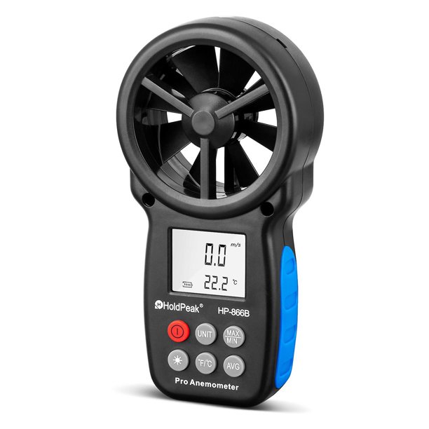 Anemómetro digital Bluetooth, medidor de velocidad del viento de mano para la velocidad del flujo de aire, temperatura del viento, medidor de sensación térmica, conexión inalámbrica