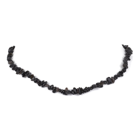 5 pc Natural Obsidian Chip Beaded Necklace Stainless Steel color 15.94~15.98 inch(40.5~40.6cm)