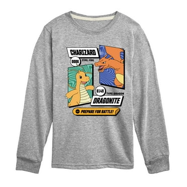 Pokémon - Dragonite Charizard Prepare For Battle - Youth Long Sleeve Graphic T-Shirt