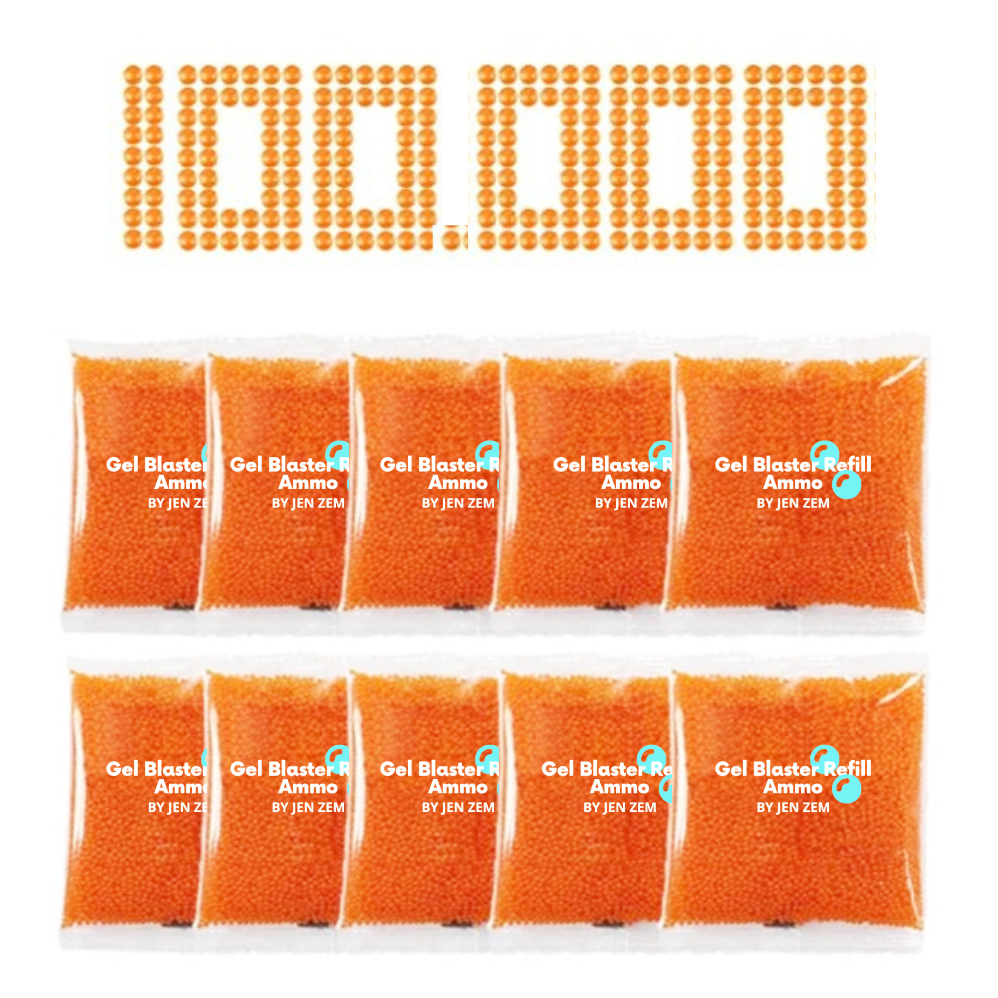 JENZEM, Splatter Ball, Gel Ball Blaster Ball 150,000 pcs , Orange
