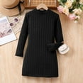 thumbnail image 5 of Generic Girls Fall Long Sleeve Dresses Round-Neck Ribbed Knit Slim Fit Sweater Dress Skirt A-Line Kids Winter Midi Dresses, 5 of 7