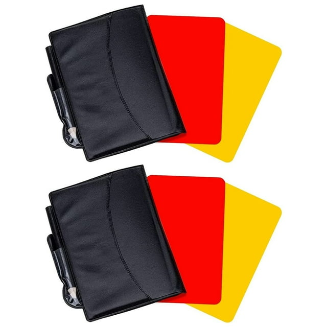 Juegos de Tarjetas de áRbitro de FúTbol de 2 Paquetes, Tarjetas Rojas y Amarillas de áRbitro de Advertencia con Hojas de Puntaje de Billetera, Accesorios de FúTbol de LáPiz