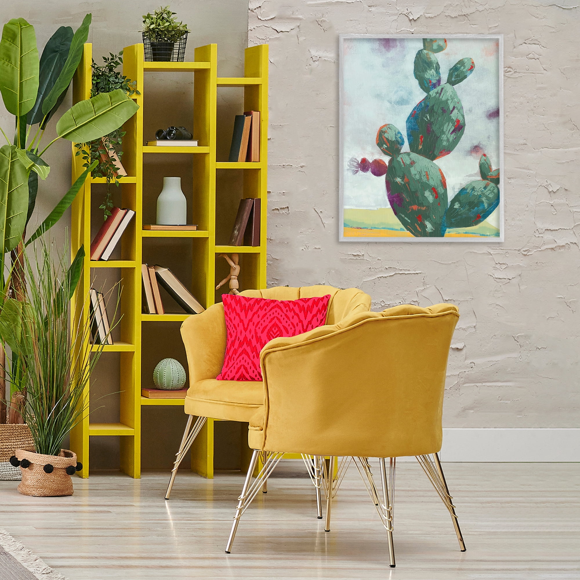 Stand Tall Rounded Cacti Gray Framed Giclee Art, design by Dianna Fritzler