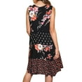 thumbnail image 4 of Bila Women's Sleeveless V-Neck Rayon Floral Print Asymmetrical Dress (Black, L), 4 of 4