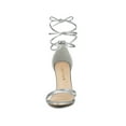 thumbnail image 6 of BLISSFUL STEP Lace Up Open Toe Stiletto Heeled Sandals for Women Silver 6, 6 of 8