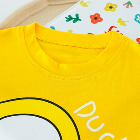 

TOWED22 Holiday Baby Boy Outfit Toddler Baby Girls 3Pcs Summer Outfit Short Sleeve Letter Printed T-Shirt Tops Heart Shorts Bottoms Headband Set Yellow
