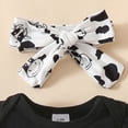thumbnail image 3 of Baby Girl Clothes Infant Print Cute Newborn Summer Outfits with Bows Headband Ruffle Short Sleeve Romper and Shorts Set, 3 of 6