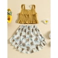 thumbnail image 3 of Bagilaanoe 2pcs Toddler Baby Girls Skirt Set Sling Vest Tops + Floral Print Irregular Skirt 12M 18M 24M 3T 4T 5T Kids Casual Summer Outfits, 3 of 9