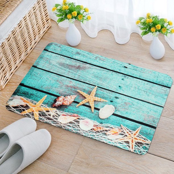 Summer Beach Shellfish Kitchen Beadroom Bathroom Bath Mat Nonslip