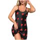 thumbnail image 2 of Camisón corto para mujer, moda, temperamento, liso, vestido, pijama, tirantes, camisón, 2 of 5