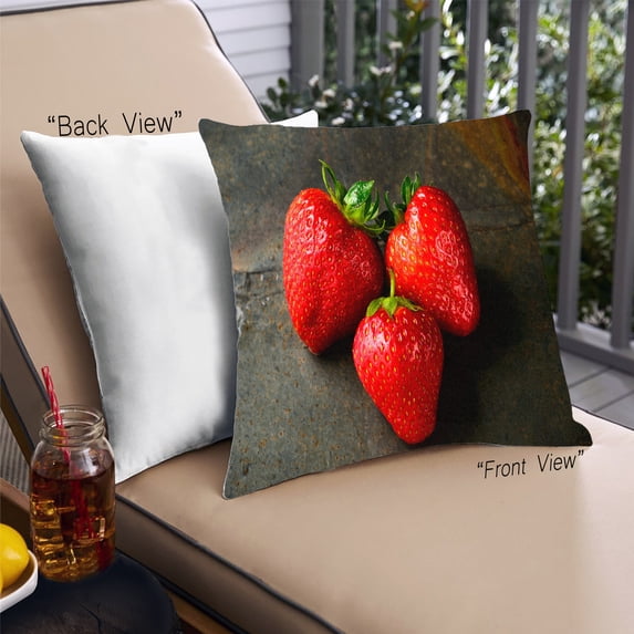 Ahgly Company Foods Strawberry Outdoor Throw Pillow, 18 inch by 18 inch