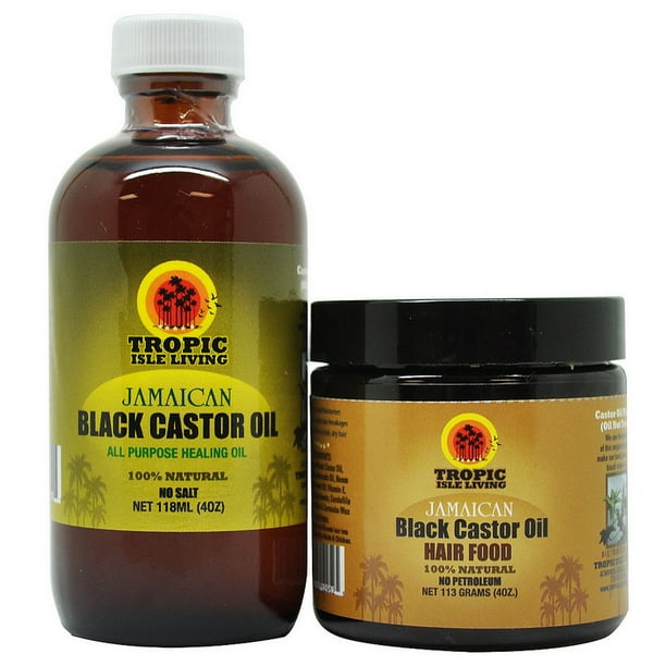Tropic Isle Living Jamaican Black Castor Oil + Hair Food 4 Oz Duo