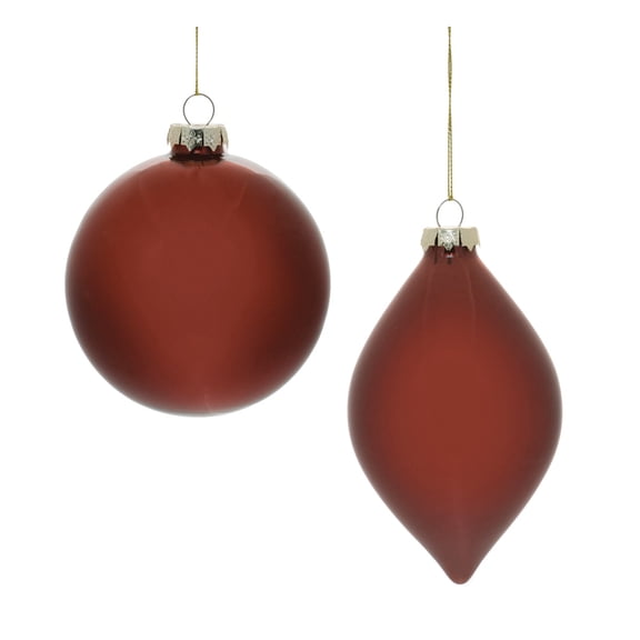 Melrose Matte Finish Glass Christmas Ornaments - 6" - Red - 6ct