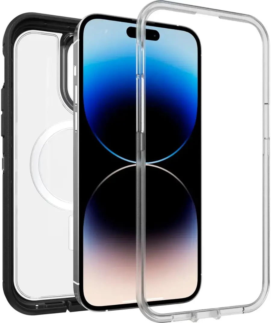 OtterBox iPhone 14 Pro Max (Only) - Defender Series XT Clear Case - Black Crystal (Clear/Black) - Screenless - Rugged - Snaps to MagSafe - Lanyard Attachment - Non-Retail Packaging
