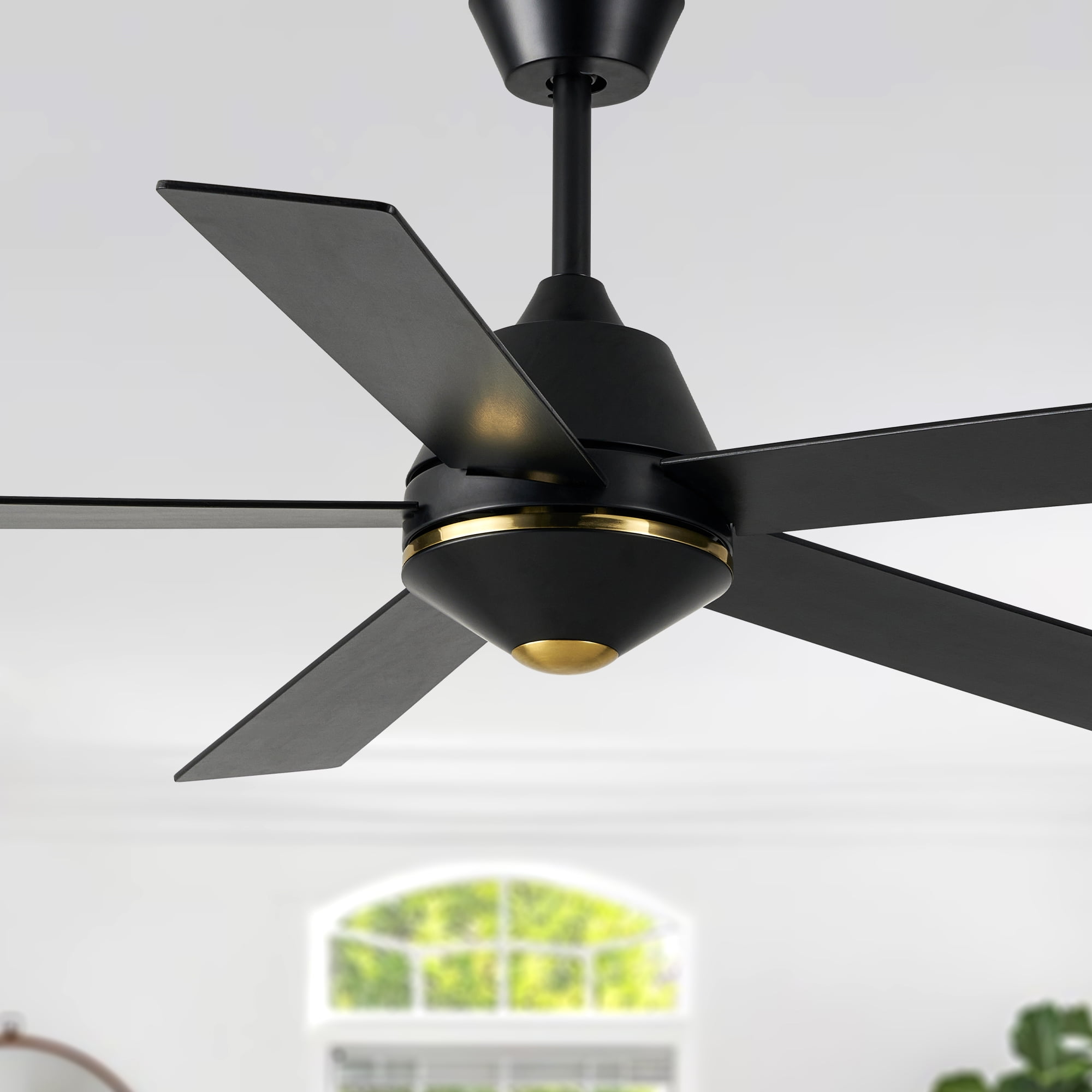 Black Friday Deals 2025 SKEVEN 52\" Ceiling Fan With Remote Control No Light, 6 Speeds Reversible DC Motor Indoor Outdoor 5 Blades Modern Ceiling Fan(Black