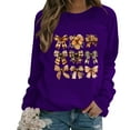 thumbnail image 2 of QATAINLAV Chandail contre le Cancer du Sein pour Femmes Chandails à Manches Longues Tendance Imprimé Ruban Rose Col Rond Chandails Automne 2025 Hauts de Sortie Soldes de la Rentrée Violet TG, 2 of 5