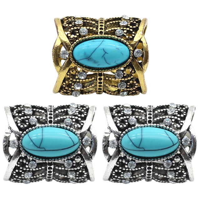 Miangastore 3pcs Vintage Hollow Scarf Rings Rhinestone Scarf Clips Retro Shawl Buckle Clasps