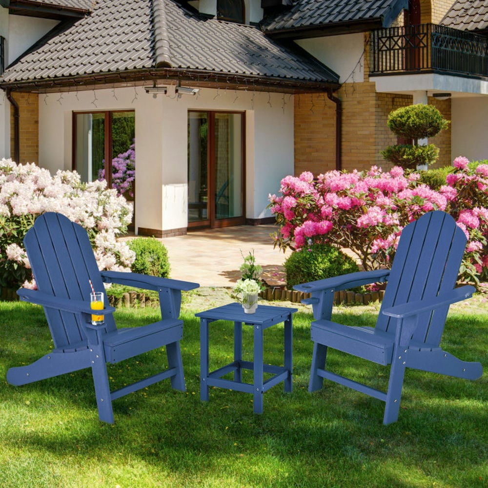 Aimee Lii Outdoor Adirondack Chair with Built-in Cup Holder for Backyard Porch, Modern Patio Furniture for Outdoor Backyard Pool Deck-Navy