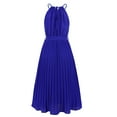 thumbnail image 4 of Usmixi Dresses for Women 2023 Tie Waist Flowy Pleated Swing Spaghetti Strap Formal Dresses Sleeveless HalterSolid Summer Long Sun Dress Blue XL Clothes, 4 of 6