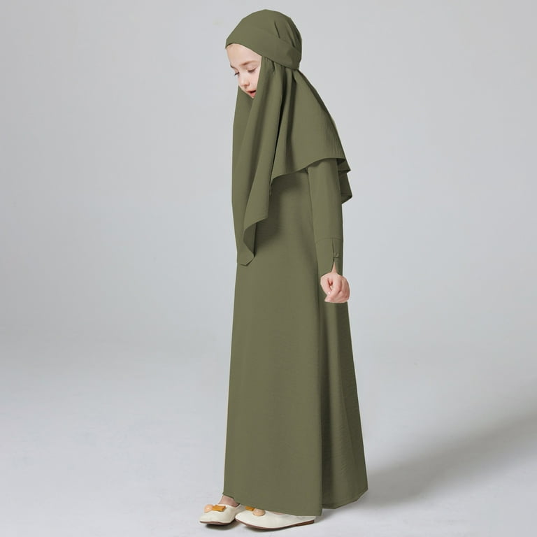 ZHOGXU Dress For Girls Long Sleeve Prayer Dress Hijab For Kids Girls Abaya  Soft Boho Beach Vacation Back To School Sundress - Walmart.com