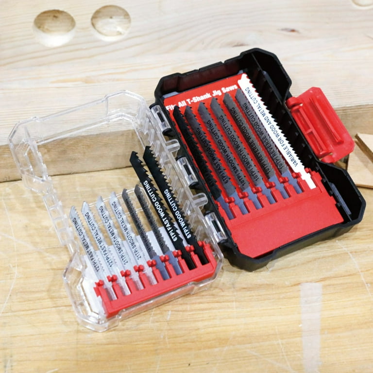 Hyper Tough 15-Piece T-Shank Jigsaw Steel Blade Set in Click Fit