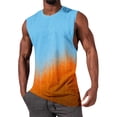 thumbnail image 4 of Mens Workout Muscle Gym Tank Tops Summer Casual Beach Sleeveless T Shirts Crew Neck Gradient Tee Tops, 4 of 6