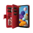 thumbnail image 3 of Multifunctional Case for Samsung A21,Card Slots[RFID Blocking],Durable Flip Folio Kickstand Magnetic Closure Leather Zipper Wallet Wrist Strap Shockproof Case for Samsung Galaxy A21, Red, 3 of 12