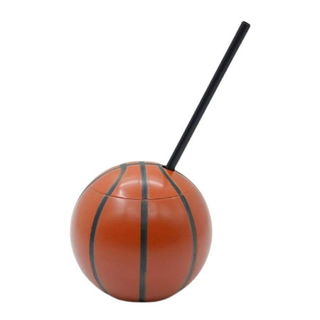 

Ball Shaped Cups Glass Bottle 450ml with Lid and Straw Food Grade Material Accessory for Drinking Syrup Tea Party Supplies Durable Tumbler Basketball