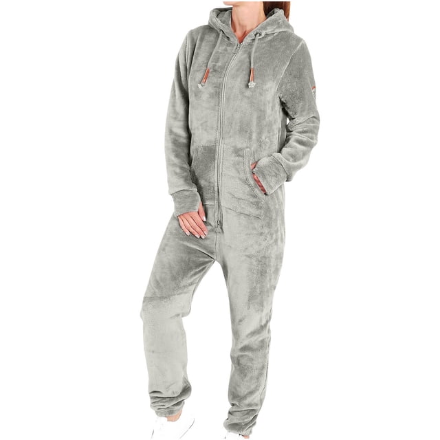 Liquidation d'Hiver Combinaison Adulte d'Hiver pour Femmes Costume en Peluche une-Pièce Pyjama Confortable Combinaisons d'Automne pour Femmes en Liquidation